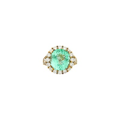 Lot 56 - Gold, Paraiba-Type Tourmaline and Diamond Ring