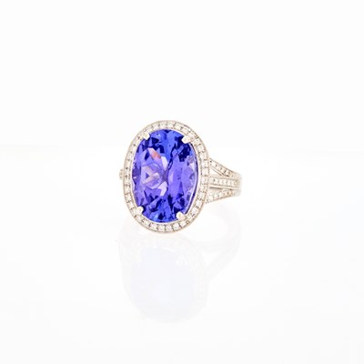 Lot 1137 - Platinum, Tanzanite and Diamond Ring