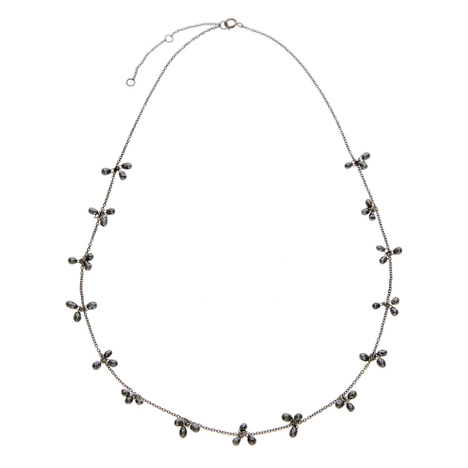 Lot 2258 - Blackened Gold and Black Diamond Briolette Fringe Necklace