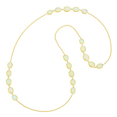 Lot 2142 - Gold and Opal Chain Necklace