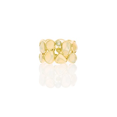Lot 2146 - Gold, Opal and Diamond Band Ring