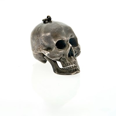Lot 2254 - Hamlet Oxidized Silver Skull Pendant-Watch
