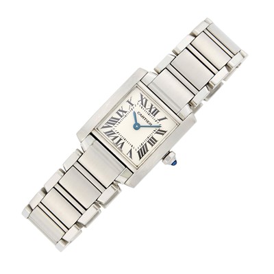 Lot 1085 - Cartier Stainless Steel 'Tank Francaise' Wristwatch