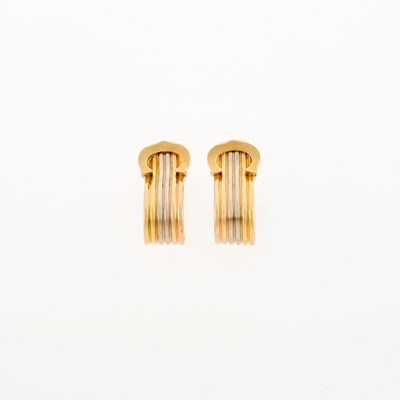 Lot 1002 - Cartier Pair of Tricolor Gold 'Double C' Earclips
