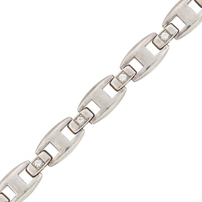 Lot 2252 - Hermés Sterling Silver and White Sapphire Link Bracelet, France