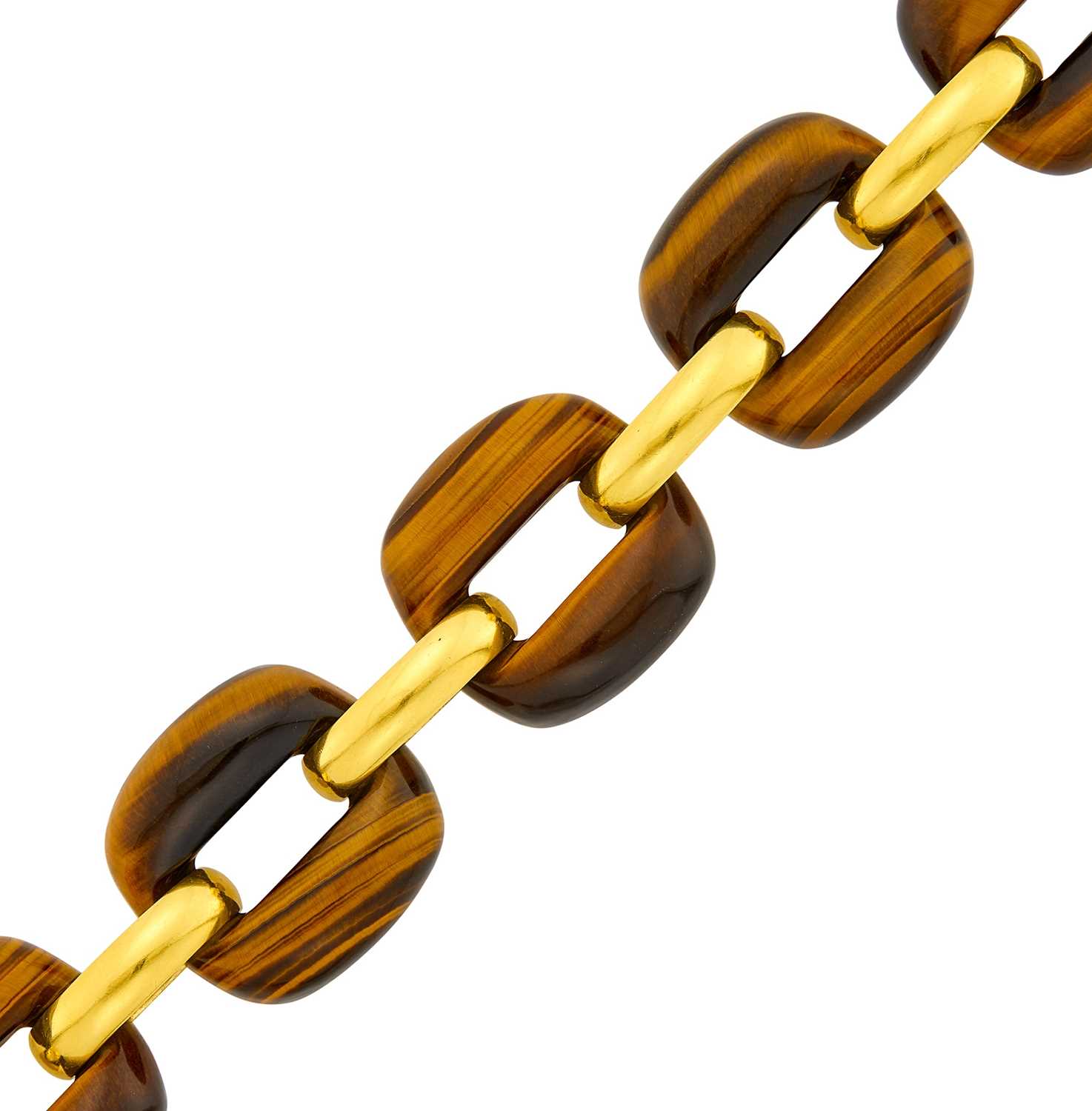 Lot 8 - Gold and Tiger's Eye Link Bracelet