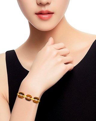 Lot 8 - Gold and Tiger's Eye Link Bracelet