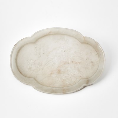 Lot 379 - A Chinese White Jade Quadrafoil Dish