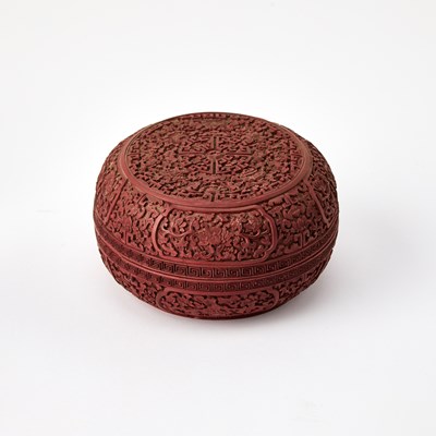 Lot 81 - A Chinese Carved Cinnabar Lacquer Box and Cover