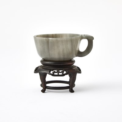 Lot 342 - A Chinese Carved Jade Handled Cup