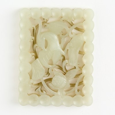 Lot 326 - A Chinese Reticulated White Jade Plaque