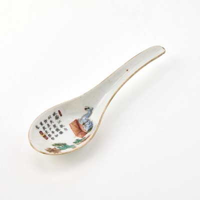 Lot 217 - A Chinese Iron Red Decorated and Enameled Porcelain Spoon