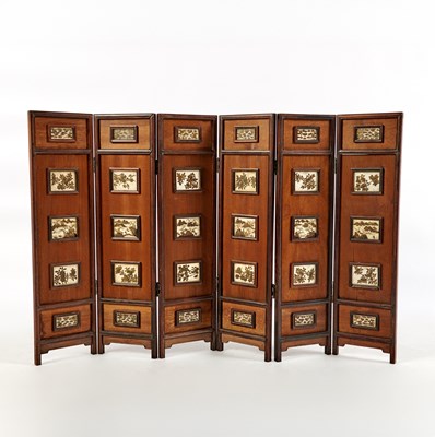 Lot 110 - A Chinese Jade Inset Hardwood Table Screen