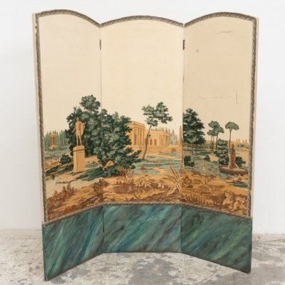 Lot 155 - Paint Decorated Three Panel Screen