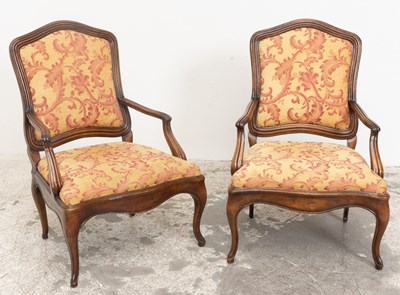 Lot 157 - Pair of Louis XV Style Mahogany Bergeres