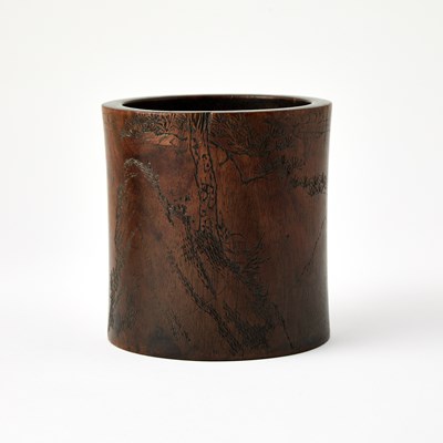 Lot 478 - A Chinese Incised Huanghuali Brushpot, Bitong