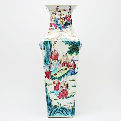 Lot 578 - A Chinese Enameled Porcelain Square Vase
