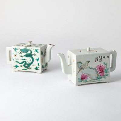 Lot 594 - Two Chinese Enameled Porcelain Teapots