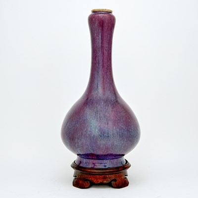 Lot 561 - A Large Chinese Flambe Glazed Porcelain Garlic-Head Vase