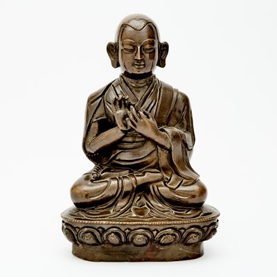 Lot 66 - A Sino-Tibetan Bronze Figure of Tsongkhapa