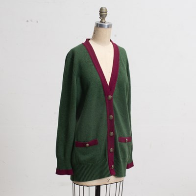 Lot 192 - Chanel Green Cashmere Cardigan
