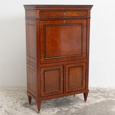 Lot 223 - Mahogany Marble Top Inlaid Secretaire a Abattant