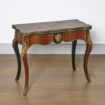 Lot 67 - Napoleon III Brass Inlaid Ebonized and Faux Tortoiseshell "Boulle" Card Table