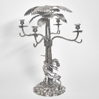 Lot 113 - Victorian Silver Plated Four-Light Candelabrum Centerpiece