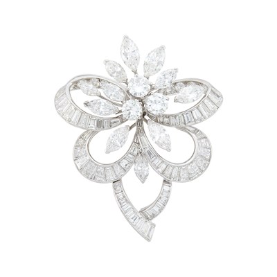 Lot 243 - Platinum and Diamond Clip-Brooch