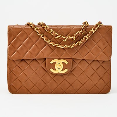 Lot 163 - Chanel Brown Lambskin Leather Maxi Bag