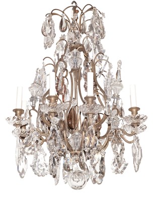 Lot 171 - Louis XV Style Iron and Cut Glass Eight-Light Chandelier