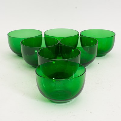 Lot 247 - Set of Seven Green Glass Finger Bowls