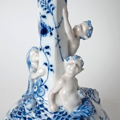 Lot 291 - Pair of Royal Copenhagen Blue Fluted Lace Porcelain Six-Light Candelabra
