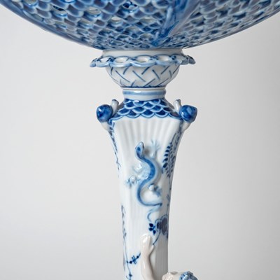 Lot 291 - Pair of Royal Copenhagen Blue Fluted Lace Porcelain Six-Light Candelabra