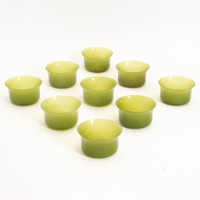 Lot 251 - Set of Nine Green Blown Glass Bowls
