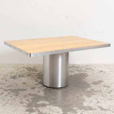 Lot 254 - Contemporary Metal and Wood Dining Table