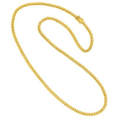 Lot 1163 - Long Granulated Gold Chain Necklace