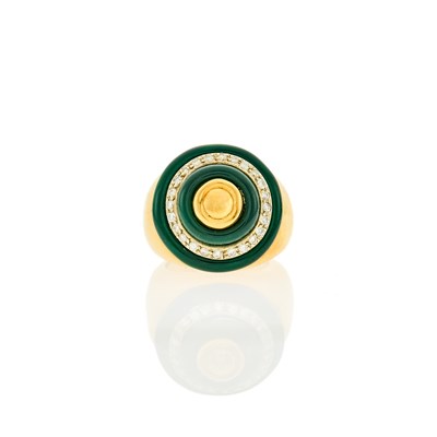 Lot 2030 - Maria Grazia Cassetti Gold, Enamel and Diamond Dome Ring