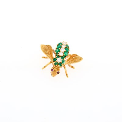 Lot 1212 - Herbert Rosenthal Gold, Diamond and Emerald Bee Pin