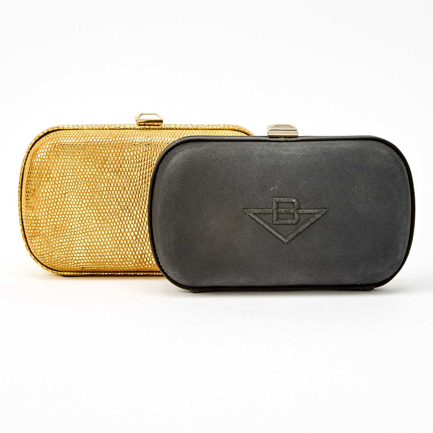 Lot 157 - Bottega Veneta Two Nylon and Gold Embossed Leather Clutches