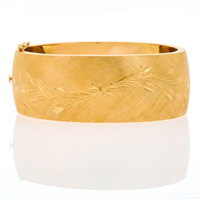 Lot 2204 - Wide Gold Bangle Bracelet