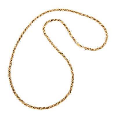 Lot 2184 - Long Two-Color Gold Rope-Twist Necklace