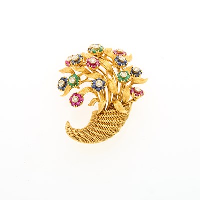 Lot 2007 - Gold and Gem-Set Cornucopia Brooch