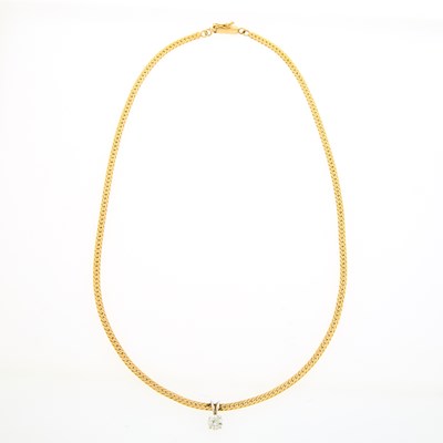 Lot 2224 - White Gold and Diamond Pendant with Gold Chain Necklace