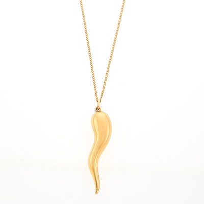 Lot 2186 - Gold Chili Pepper Pendant with Gold Chain Necklace