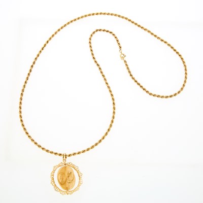 Lot 2102 - Gold Charm with Long Chain Necklace