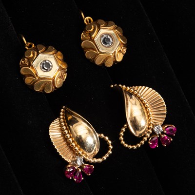 Lot 294 - Two Pair of Gold Earrings