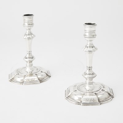 Lot 153 - Assembled Pair of George II Sterling Silver Candlesticks