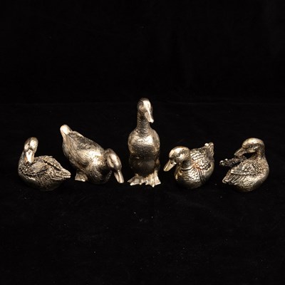 Lot 262 - Group of Five Sterling Silver Ducks