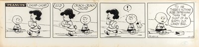 Lot 173 - An early Charles Schulz Peanuts cartoon, featuring Charlie Brown and Lucie